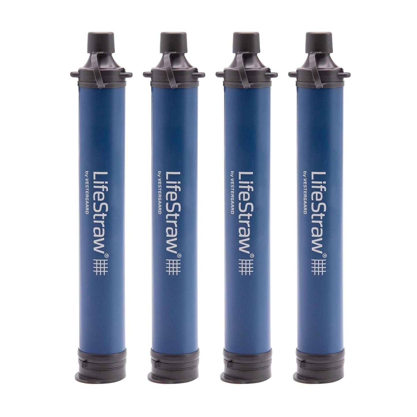 LifeStraw Personal Water Filter for Hiking, Travel and Emergency, Navy, 4 PK