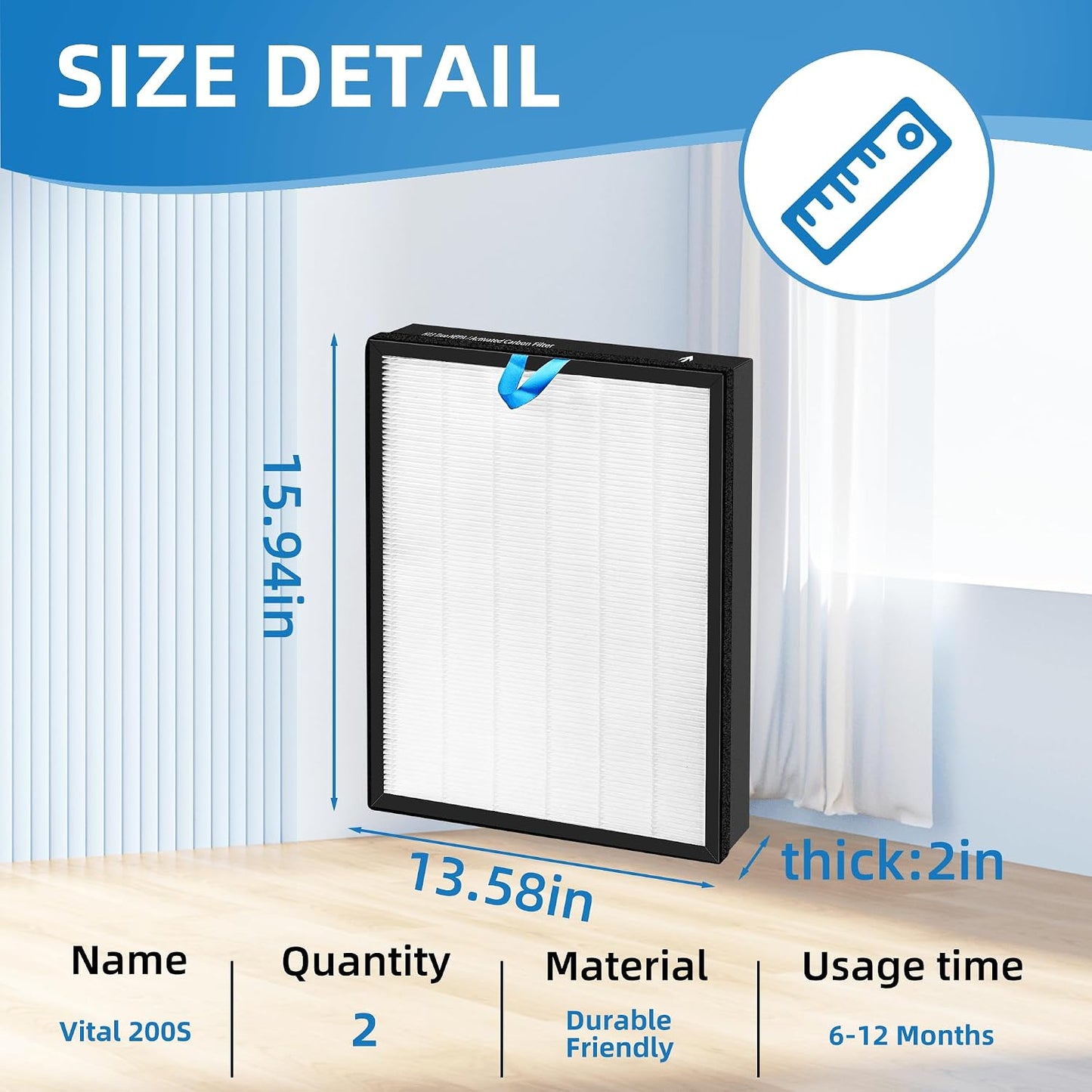 Vital 200S Replacement Filter for LEVOIT Vital 200S Air Purifier, 2-Pack