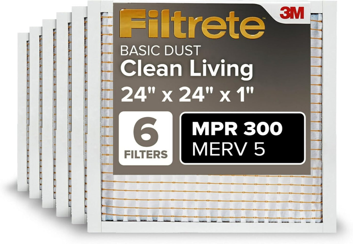Filtrete MPR 300 MERV 5 Pleated Air Filters – 6 Pack