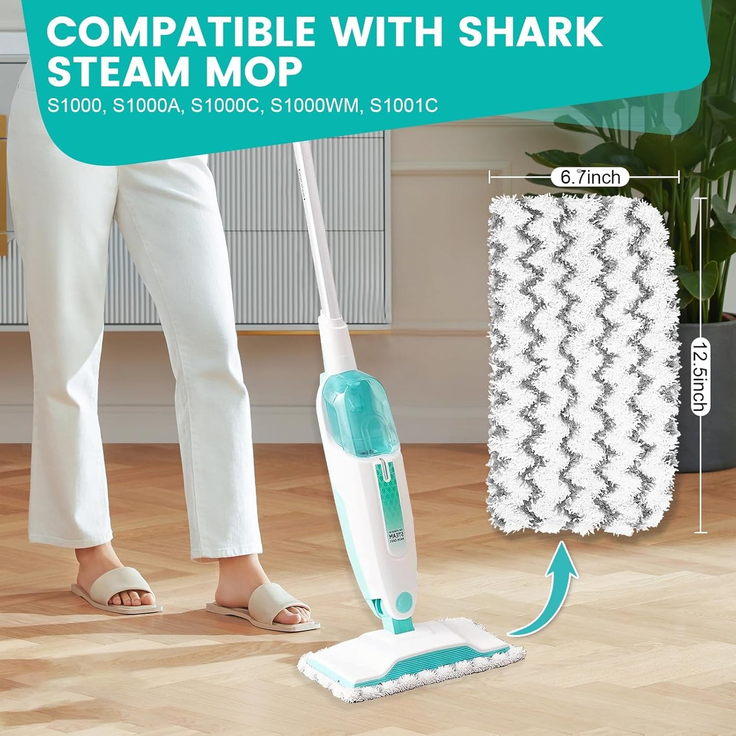 6 Pack Steam Mop Replacement Pads for Shark S1000 Series, Washable Reusable Microfiber Pads