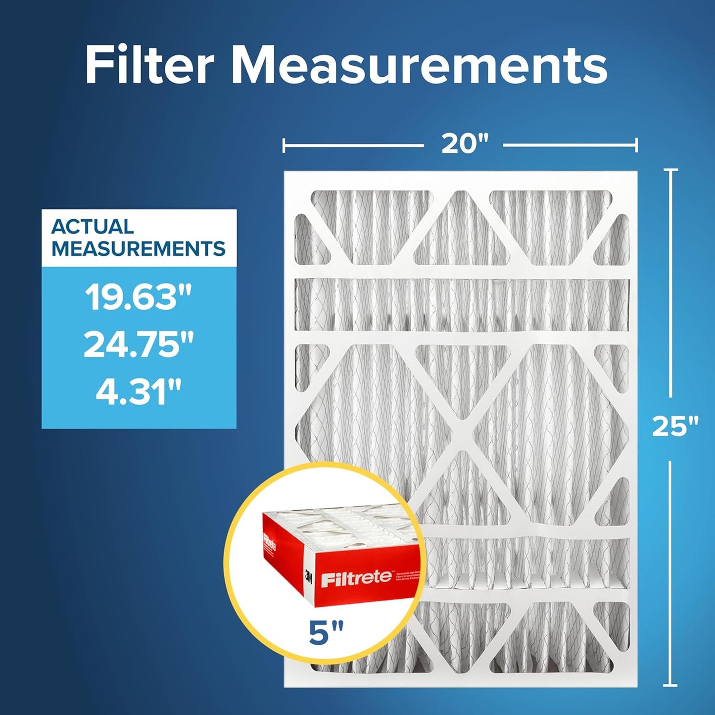 Filtrete 20x25x5 Air Filter MERV 11, MPR 1000 Micro Allergen Defense, 2-Pack, Fits Lennox, Pleated Electrostatic HVAC Filter