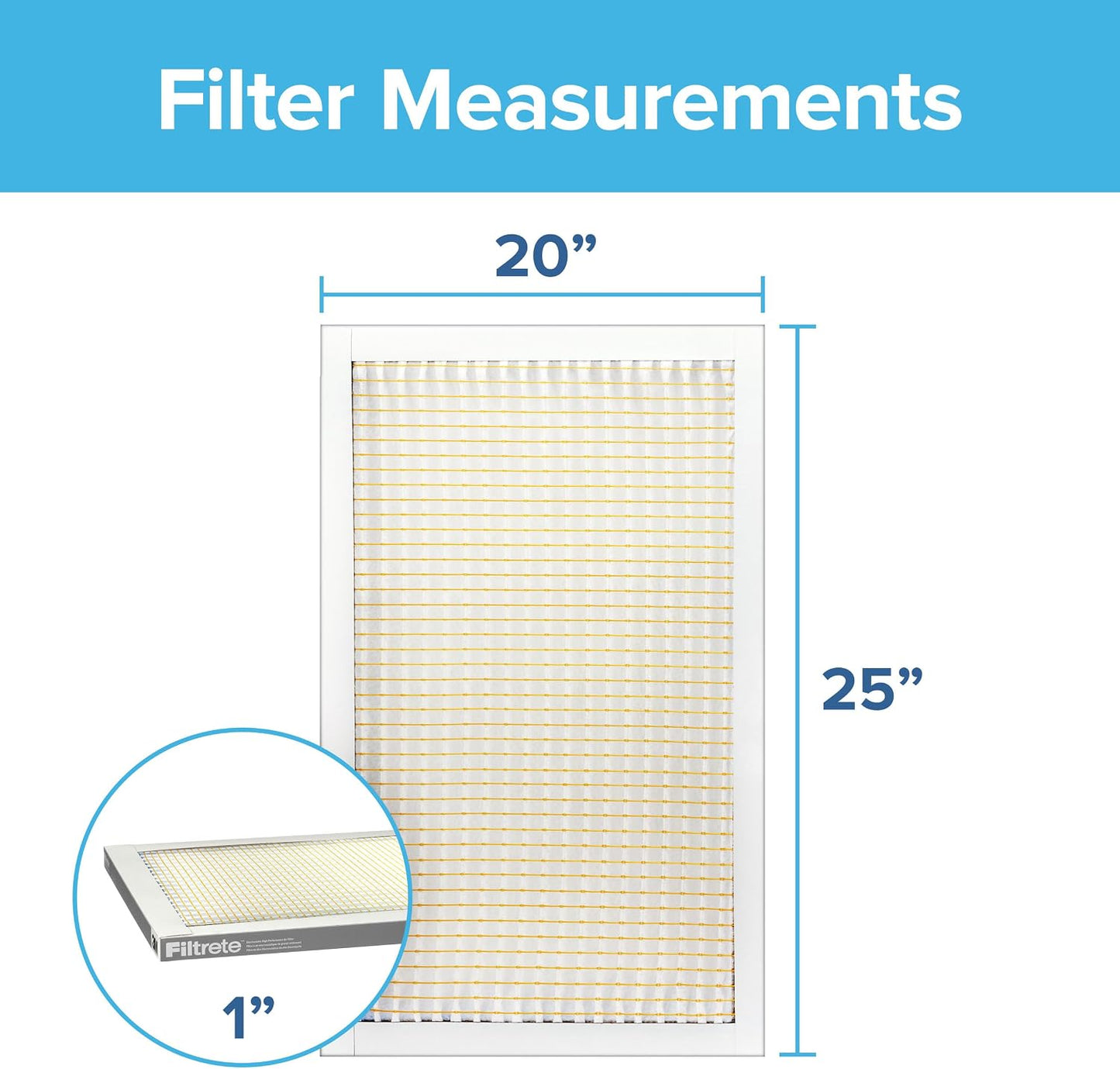 Filtrete 20x25x1 Air Filter MERV 5, 6-Pack AC Furnace HVAC Filters, MPR 300 Basic Dust Defense, Pleated Electrostatic