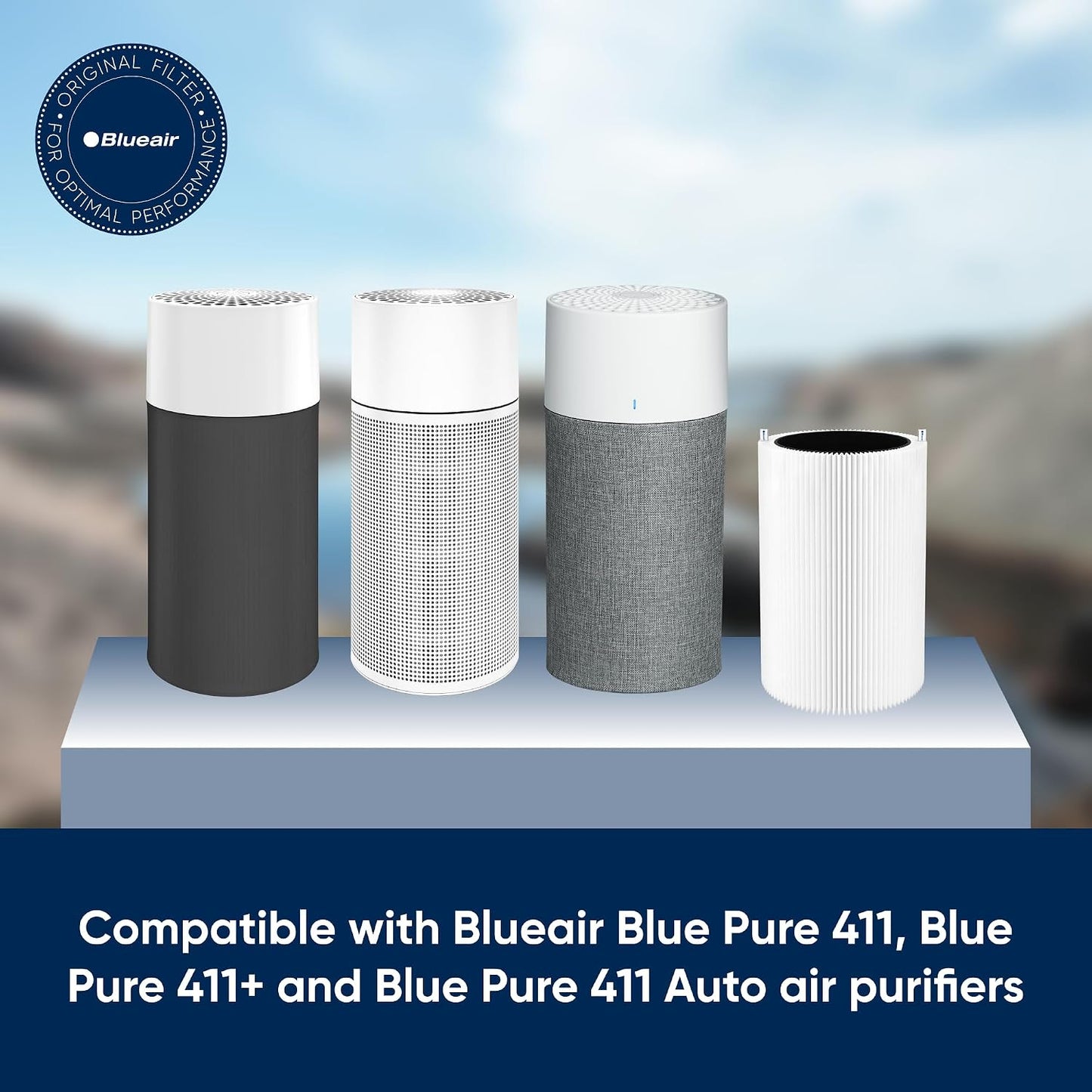 Blueair Blue Pure 411+ Genuine Replacement Filter, Particle & Activated Carbon Air Purifier Filter