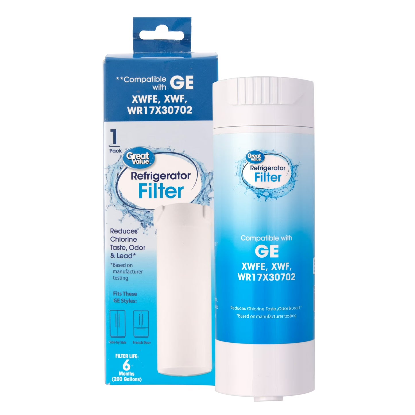 GE XWFE Compatible Water Filter with Built-In Chip, XWF Refrigerator Filter, 1 Pack
