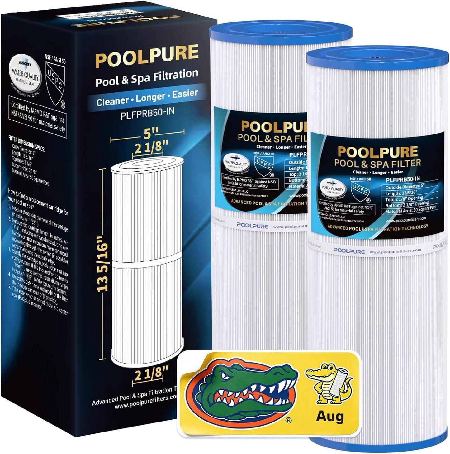 POOLPURE PLFPRB50-IN Hot Tub Filter Replacement Cartridge