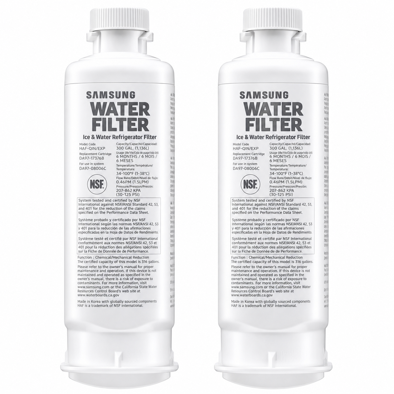 Samsung HAF-QIN-2P/EXP Genuine Refrigerator Water Filter – 2 Pack