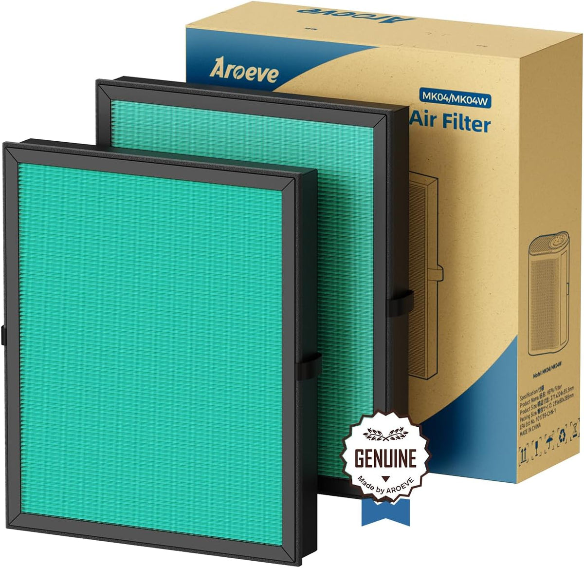 AROEVE MK04 & AP04 Air Filter Replacement – Pet Dander Version, 2-Pack
