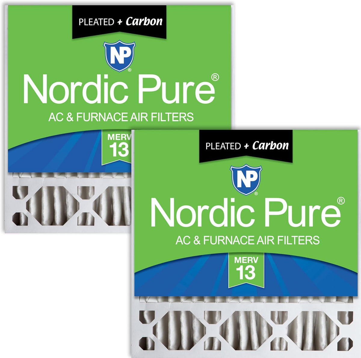 Nordic Pure 20x20x5 MERV 13 Plus Carbon Pleated Air Filters, 2 Pack