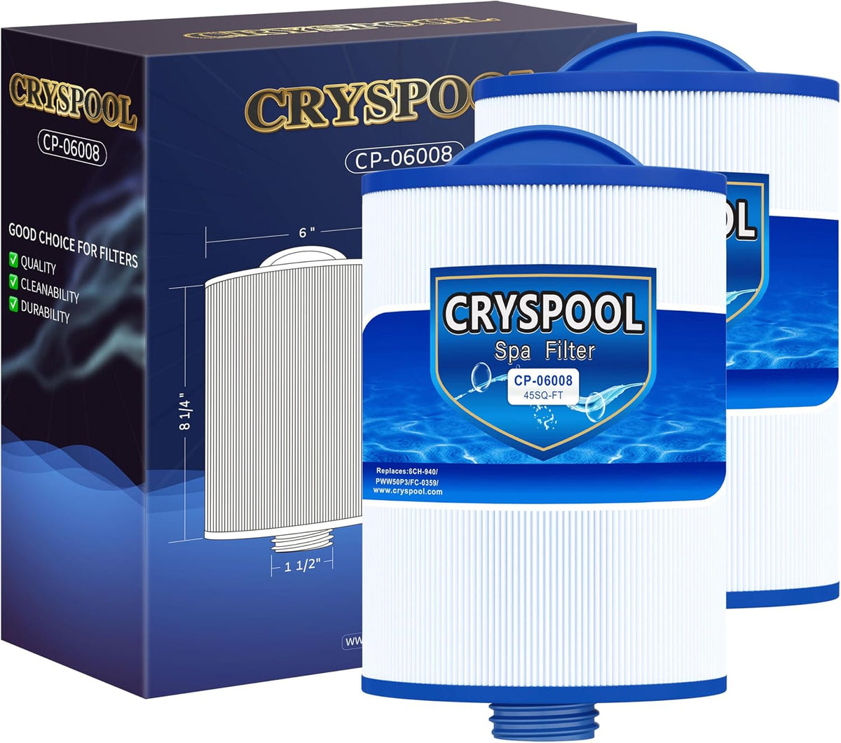 Cryspool 06008 Spa Filter Cartridge 2 Pack