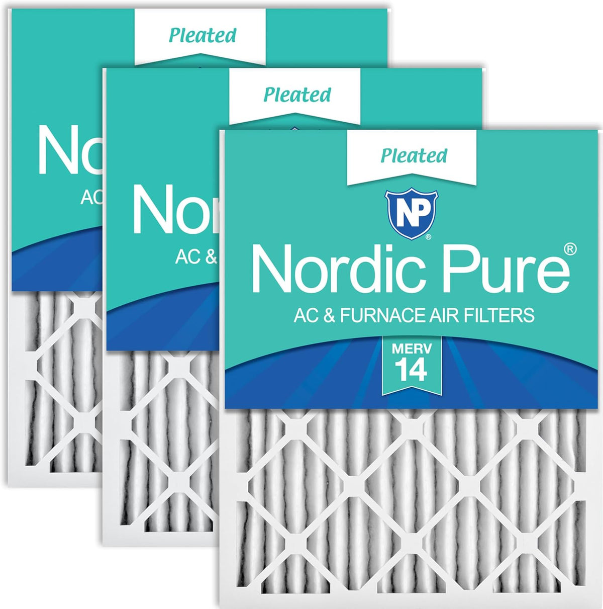 Nordic Pure 16x25x2 MERV 14 Pleated Air Filters, 3 Pack