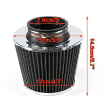 AUTOXBERT Black 3" 76Mm Inlet Cold Air Intake Filter Cone Replacement High Performance Washable Dry Engine Air Filter