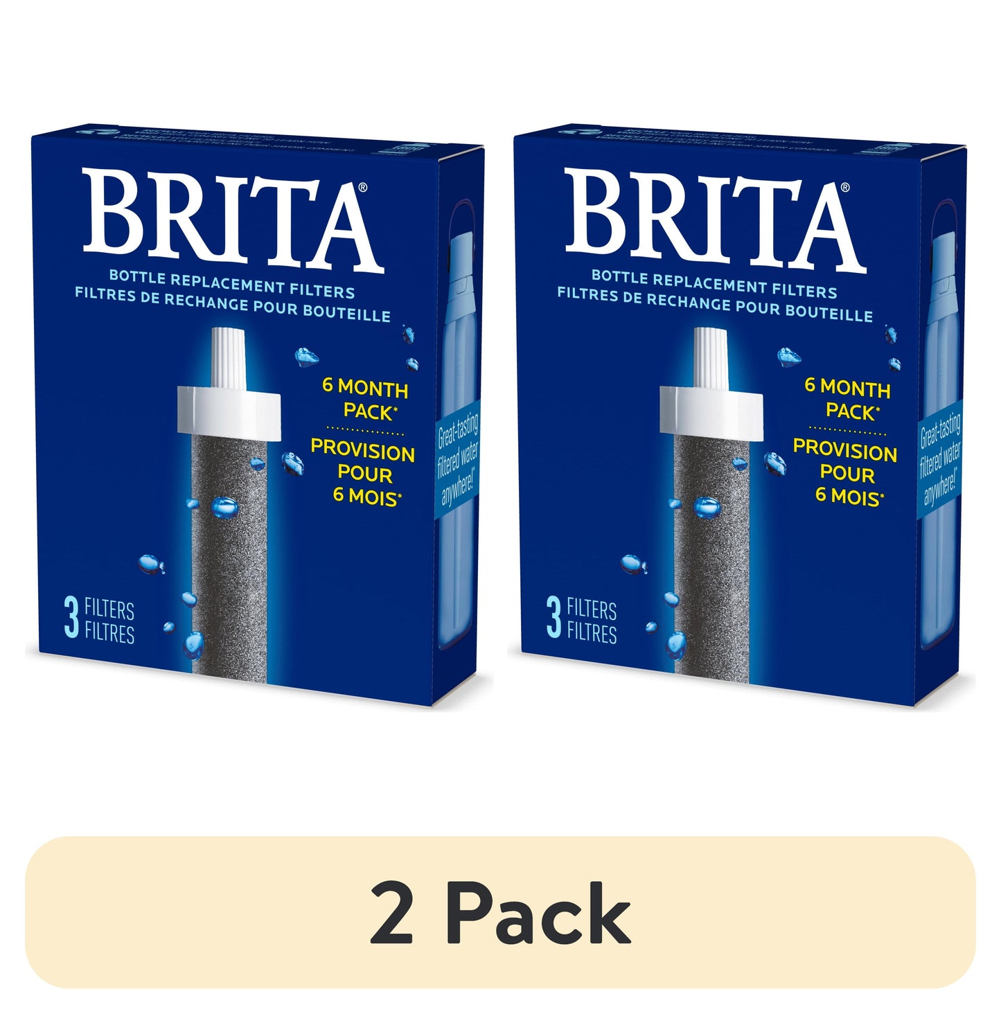 Brita (2 Pack)  Premium Water Bottle Filter Replacements, 3 Count