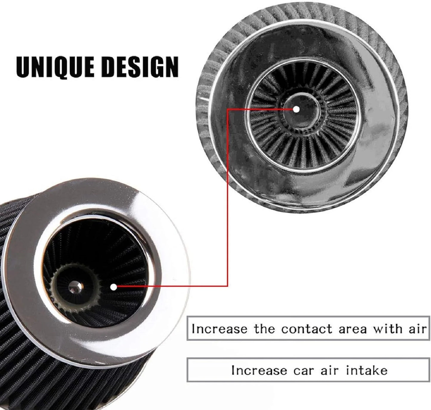 AUTOXBERT Black 3" 76Mm Inlet Cold Air Intake Filter Cone Replacement High Performance Washable Dry Engine Air Filter