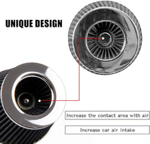 AUTOXBERT Black 3" 76Mm Inlet Cold Air Intake Filter Cone Replacement High Performance Washable Dry Engine Air Filter