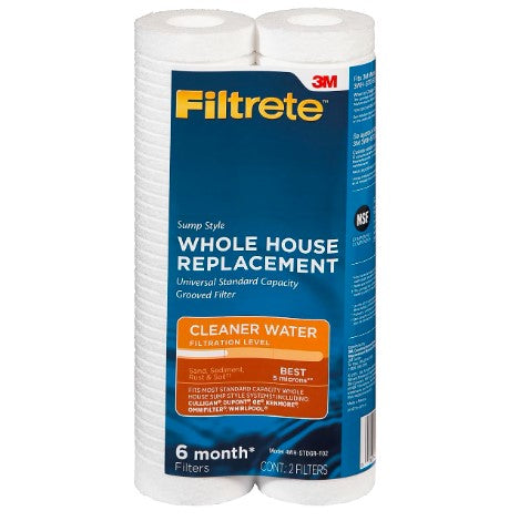 Filtrete 4WH-STDGR-F02 Basic Whole House Grooved Replacement Water Filter – 2 Pack