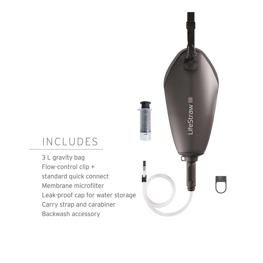 LifeStraw Peak Compact Gravity Water Filter, 3 L, Dark Mountain Gray