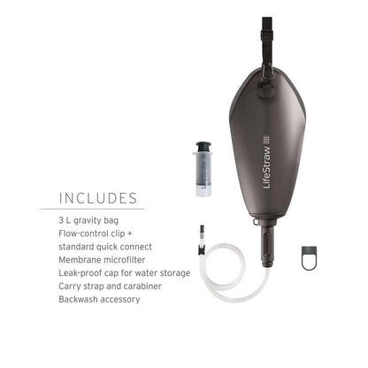 LifeStraw Peak Compact Gravity Water Filter, 3 L, Dark Mountain Gray