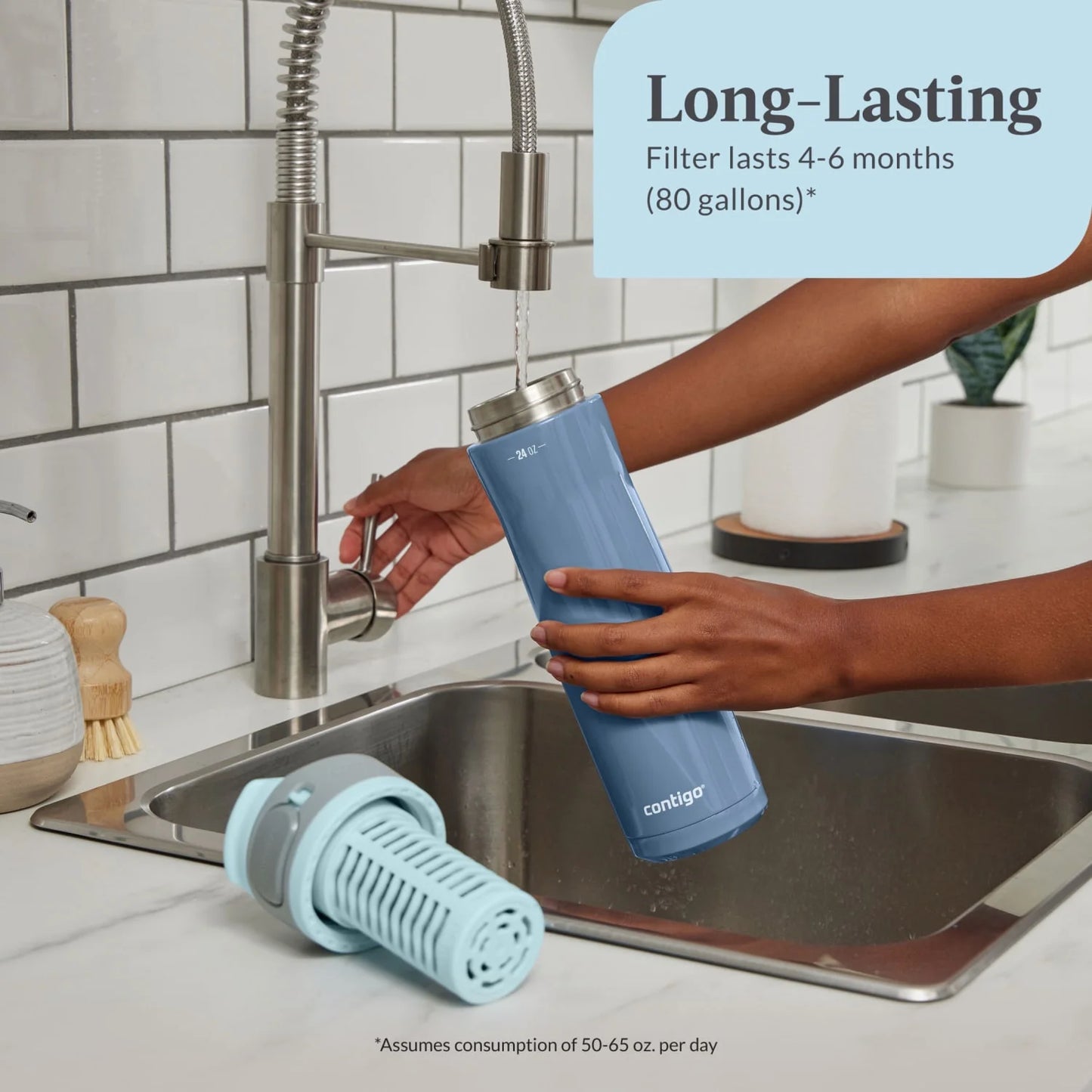 Clybourn Freeflow Filter Water Bottle Replacement Filter, 1 Count