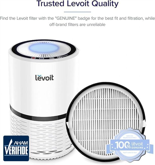 Levoit LV-H132 Air Purifier Genuine Replacement Filter, AHAM VERIFIDE, High-Efficiency Activated Carbon, LV-H132-RF, 1-Pack