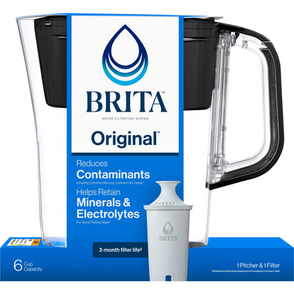 Brita Small 6 Cup Denali Water Filter Pitcher with 1  Standard Filter