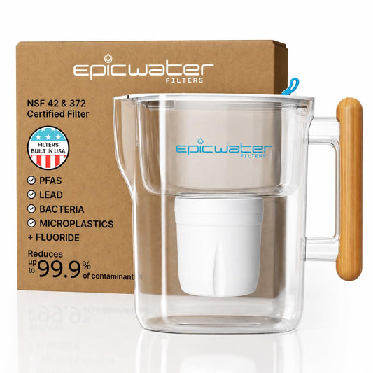 Epic Pure XP Water Filter Pitcher with CoreXchange Filter, White & Bamboo