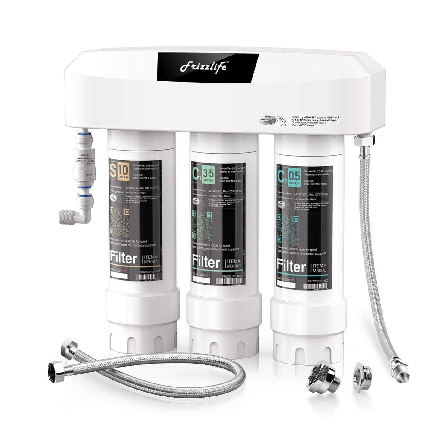 Frizzlife SK99 Under-Sink Water Filter System, Direct Connect, NSF 42/53 Certified, 0.5 Micron