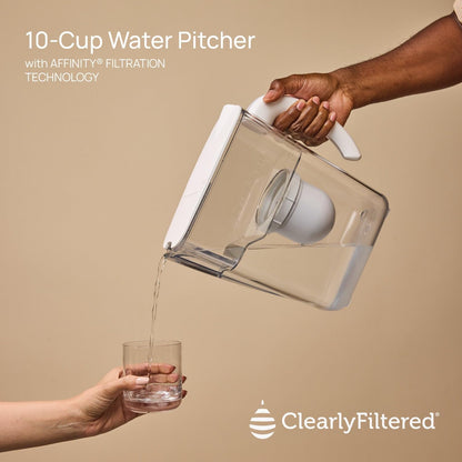 Clearly Filtered Water Filter Pitcher, 10 Cup BPA Free Water Filtration