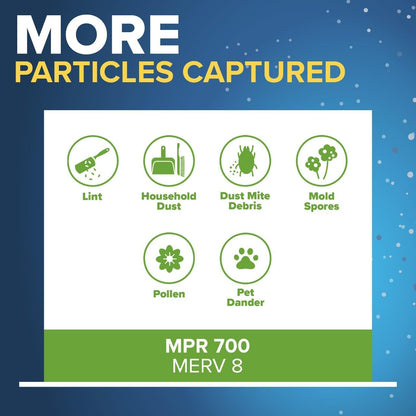 Filtrete 16x25x1 Air Filter MERV 8, MPR 700 Tough on Pollen, 4-Pack AC Furnace HVAC Filters, 3-Month Pleated Electrostatic