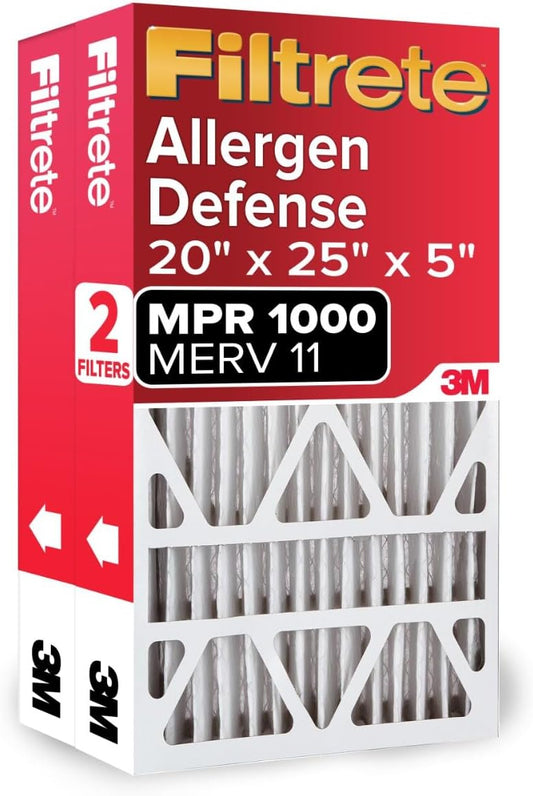 Filtrete 20x25x5 Air Filter MERV 11, MPR 1000 Micro Allergen Defense, 2-Pack, Fits Lennox, Pleated Electrostatic HVAC Filter - Fine Filters