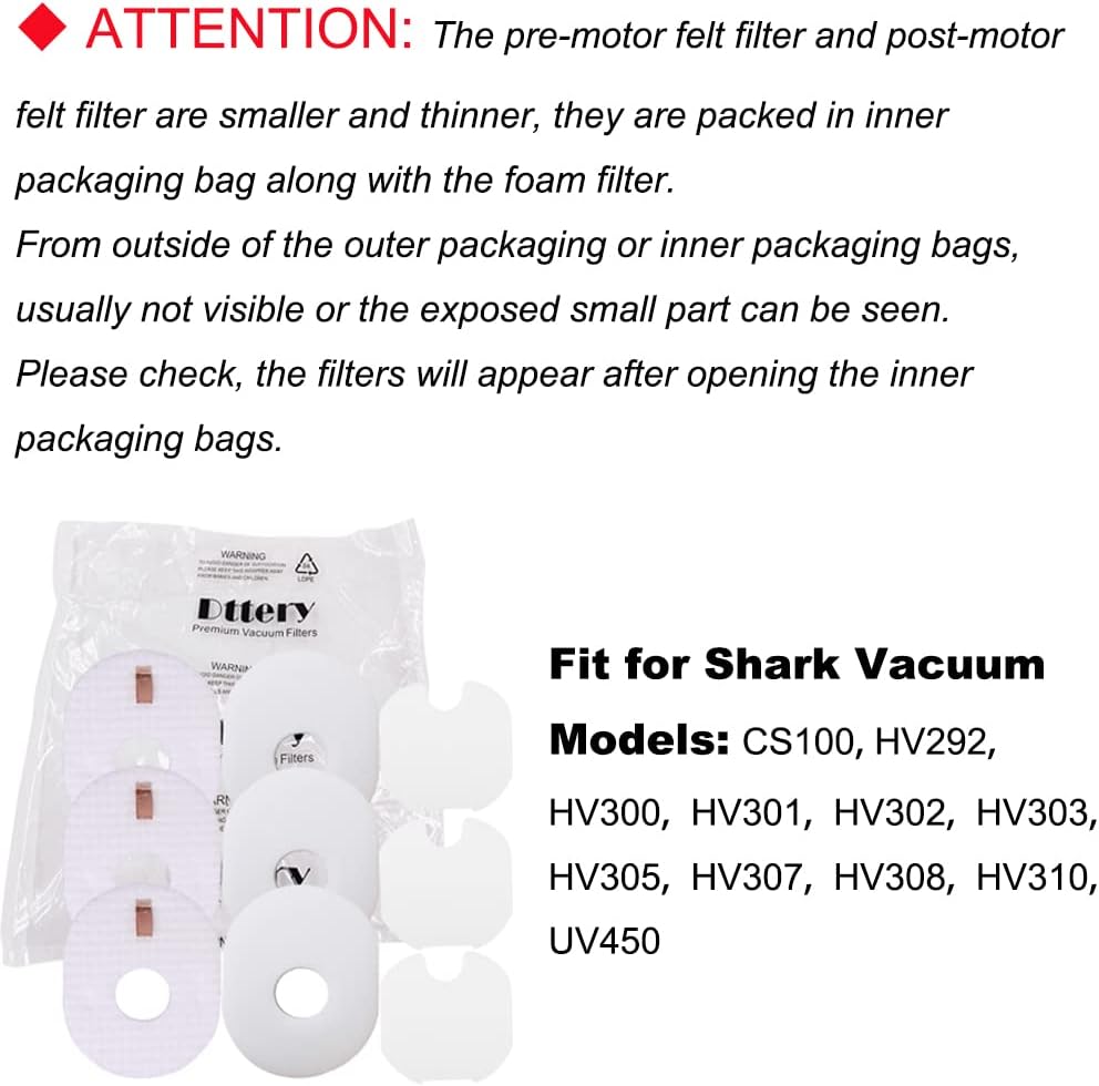 Shark Rocket HV300 Filter Replacement Kit, Fits HV292 HV300 HV301 HV302 HV305 HV310 UV450, Replaces XFFV300, 9 Pack