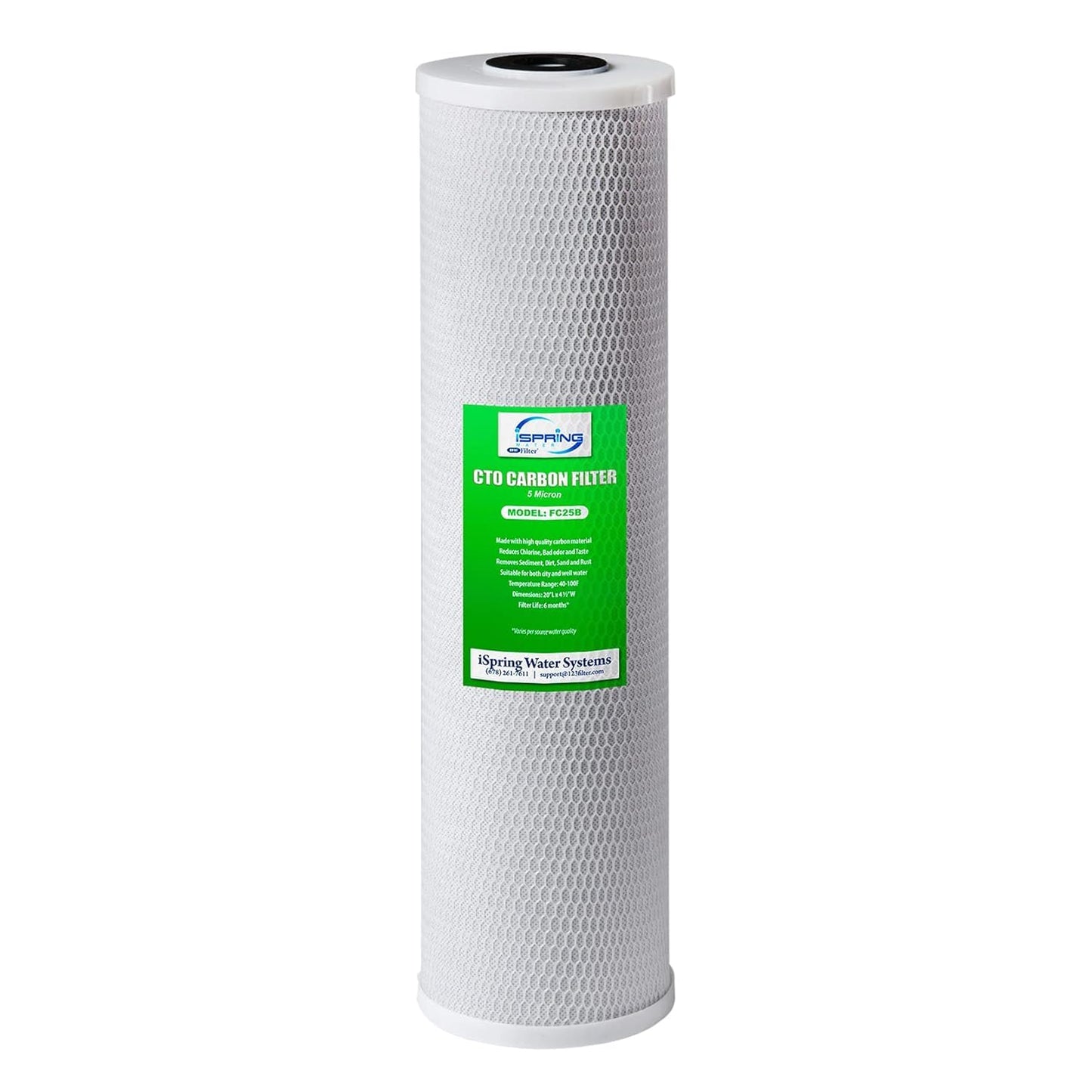 iSpring FC25B Whole House Water Filter Replacement Cartridge – CTO Carbon Block, 20" x 4.5"