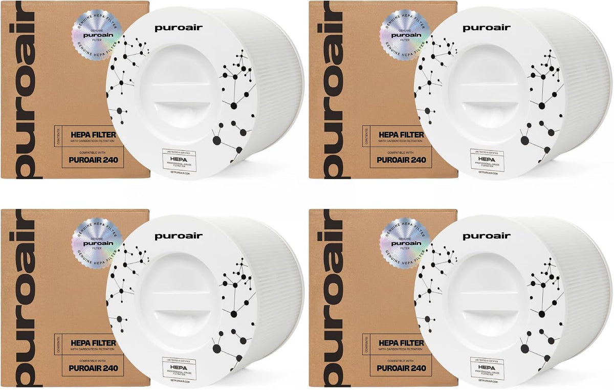 PuroAir 240 Replacement Filter, Genuine HEPA Air Purifier Filter, 4-Pack