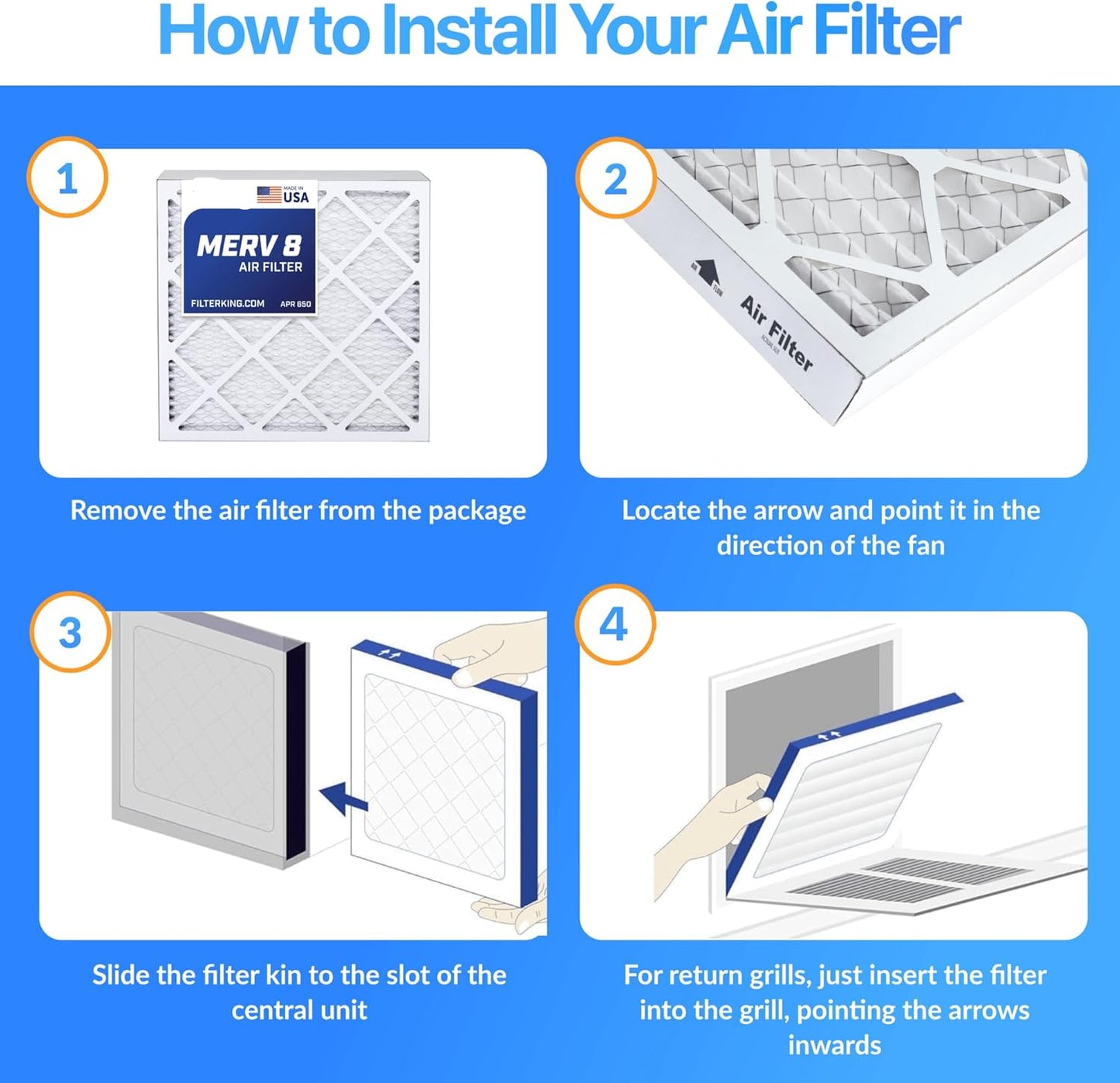 14x21x1 Air Filter | 4-PACK | MERV 8 HVAC Pleated A/C Furnace Filters - Fine Filters