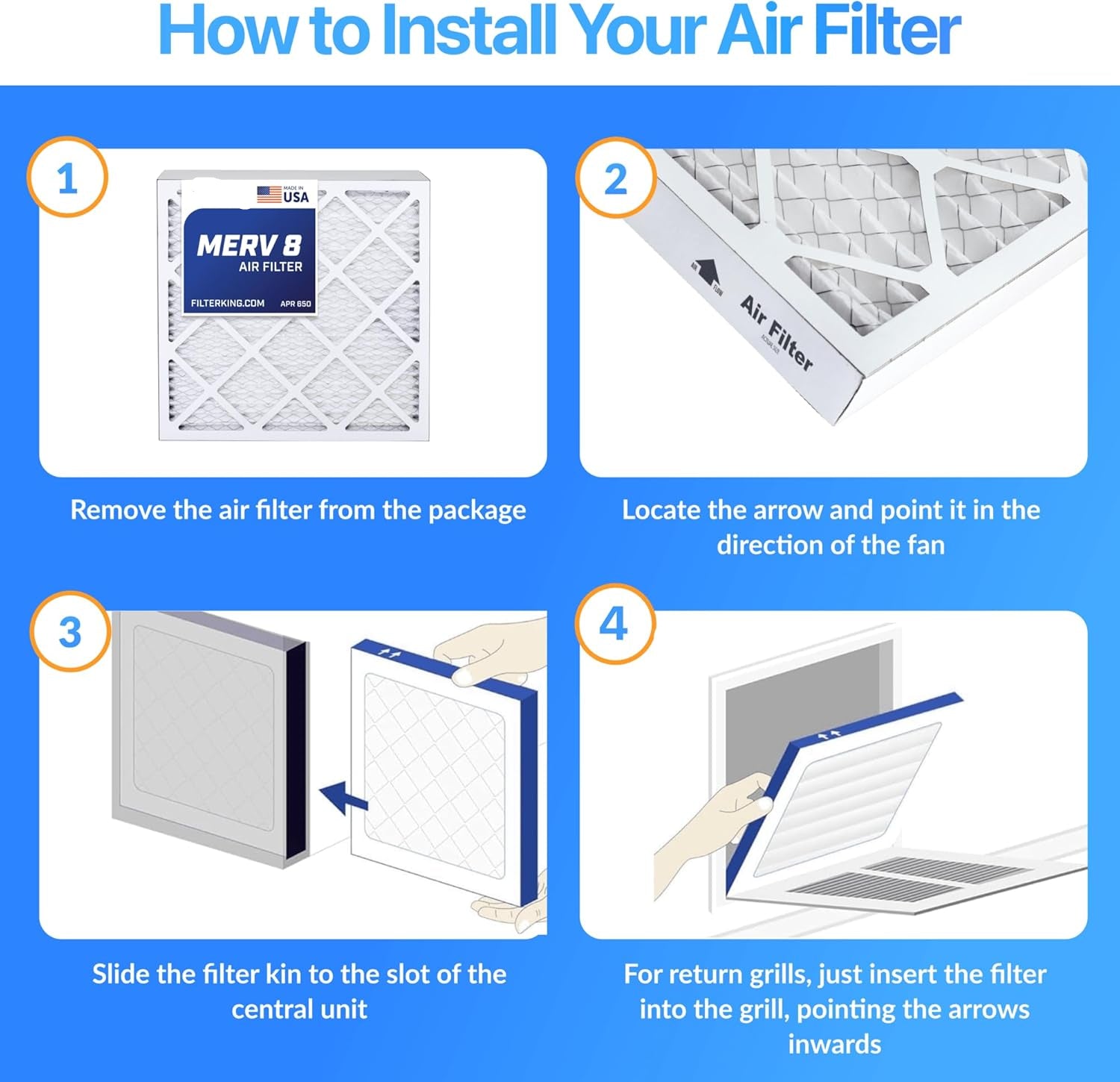 14x21x1 Air Filter | 4-PACK | MERV 8 HVAC Pleated A/C Furnace Filters - Fine Filters