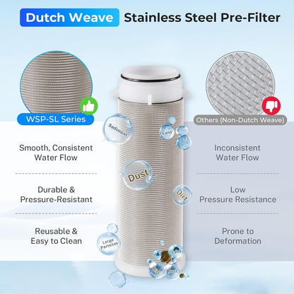 iSpring WSP-50 Spin-Down Sediment Water Filter, Reusable Whole-House Prefilter, 50 Micron