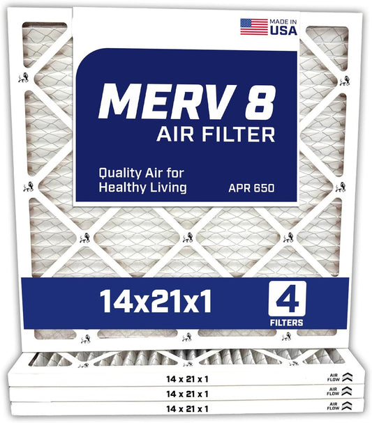 14x21x1 Air Filter | 4-PACK | MERV 8 HVAC Pleated A/C Furnace Filters - Fine Filters