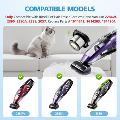 4 Pack 2284W 2390A Vacuum Filters for Bissell Pet Hair Eraser Hand Vacuum