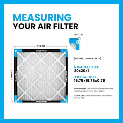 Simply 20x20x1 MERV 8 Air Filter, 6-Pack, HVAC AC Furnace Filter