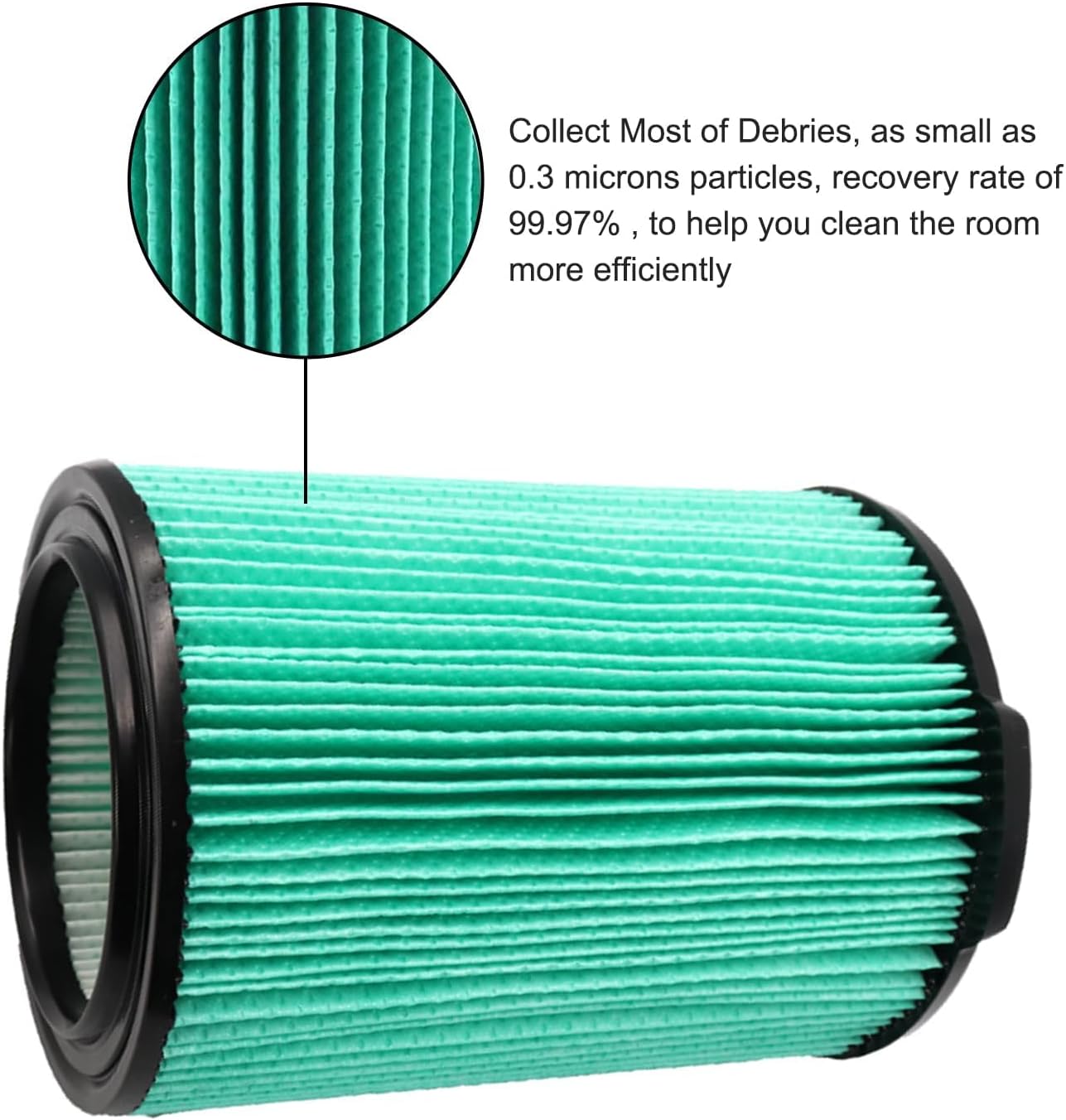 VF6000 5-Layer HEPA Material Filter Replacement for RIDGID 5 to 16 Gallon Wet/Dry Vacuums, 2 Pack