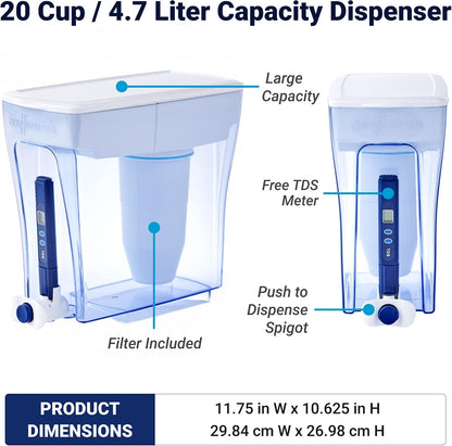 ZeroWater 20-Cup Ready-Pour Water Filter Dispenser with 5-Stage Filtration