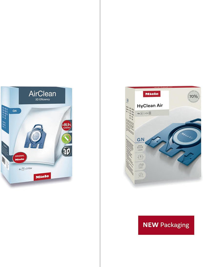 Miele GN AirClean 3D Efficiency Vacuum Cleaner Bags, Fits Classic C1 Complete C2 Complete C3 S2 S5 S8, 4 Bags + 2 Filters