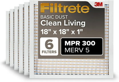 Filtrete MPR 300 MERV 5 Pleated Air Filters – 6 Pack