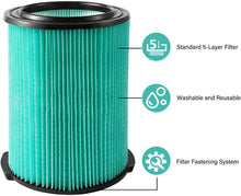 VF6000 5-Layer HEPA Material Filter Replacement for RIDGID 5 to 16 Gallon Wet/Dry Vacuums, 2 Pack