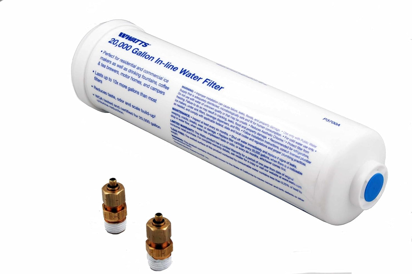 Watts Premier 20,000 Gallon Inline Water Filter with 1/4" Brass Connectors, KDF Technology