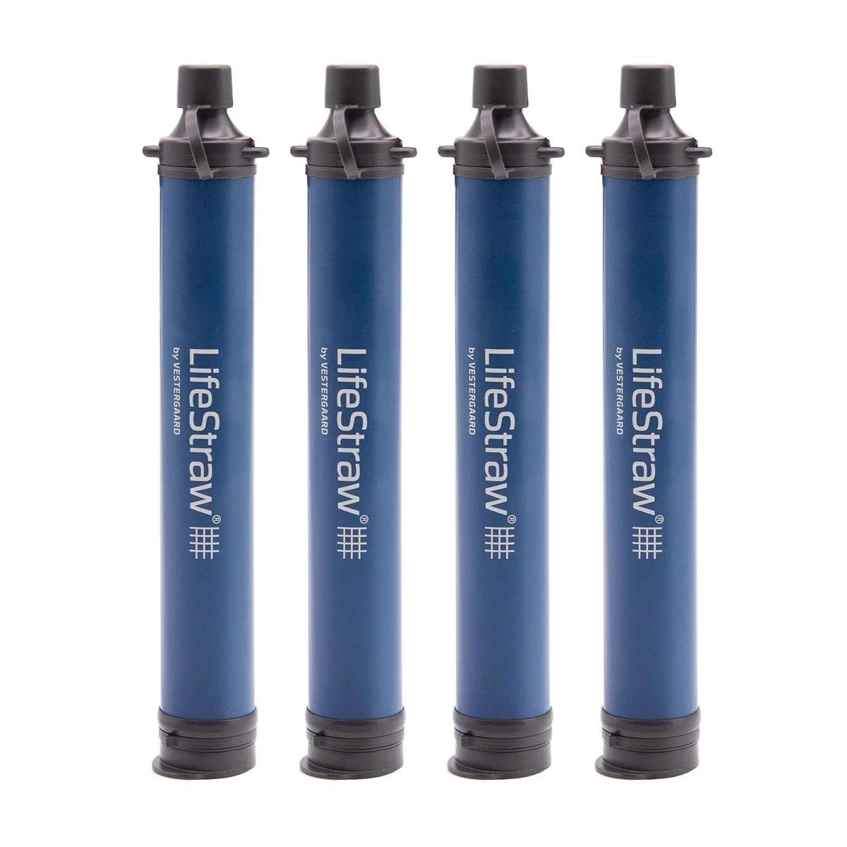 LifeStraw Personal Water Filter for Hiking, Travel and Emergency, Navy, 4 PK
