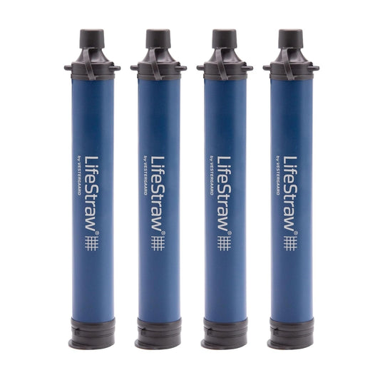 LifeStraw Personal Water Filter for Hiking, Travel and Emergency, Navy, 4 PK