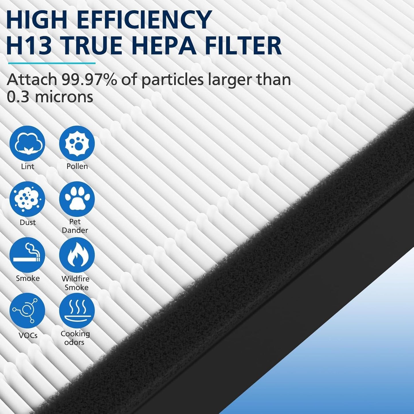 FLT4825 HEPA Filter B Replacement for GermGuardian AC4825, AC4300, AC4800, AC4850PT, AC4900CA, 8 Carbon Pre-Filters