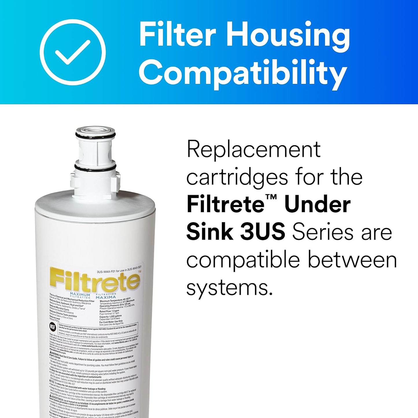 Filtrete Maximum Under Sink Quick Change Water Filter 3US-MAX-F01