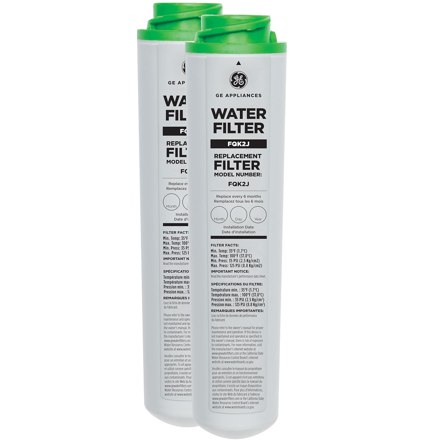 GE FQK2J Replacement for FQSLF & FQSVF Under Sink Water Filter | 2-Pack