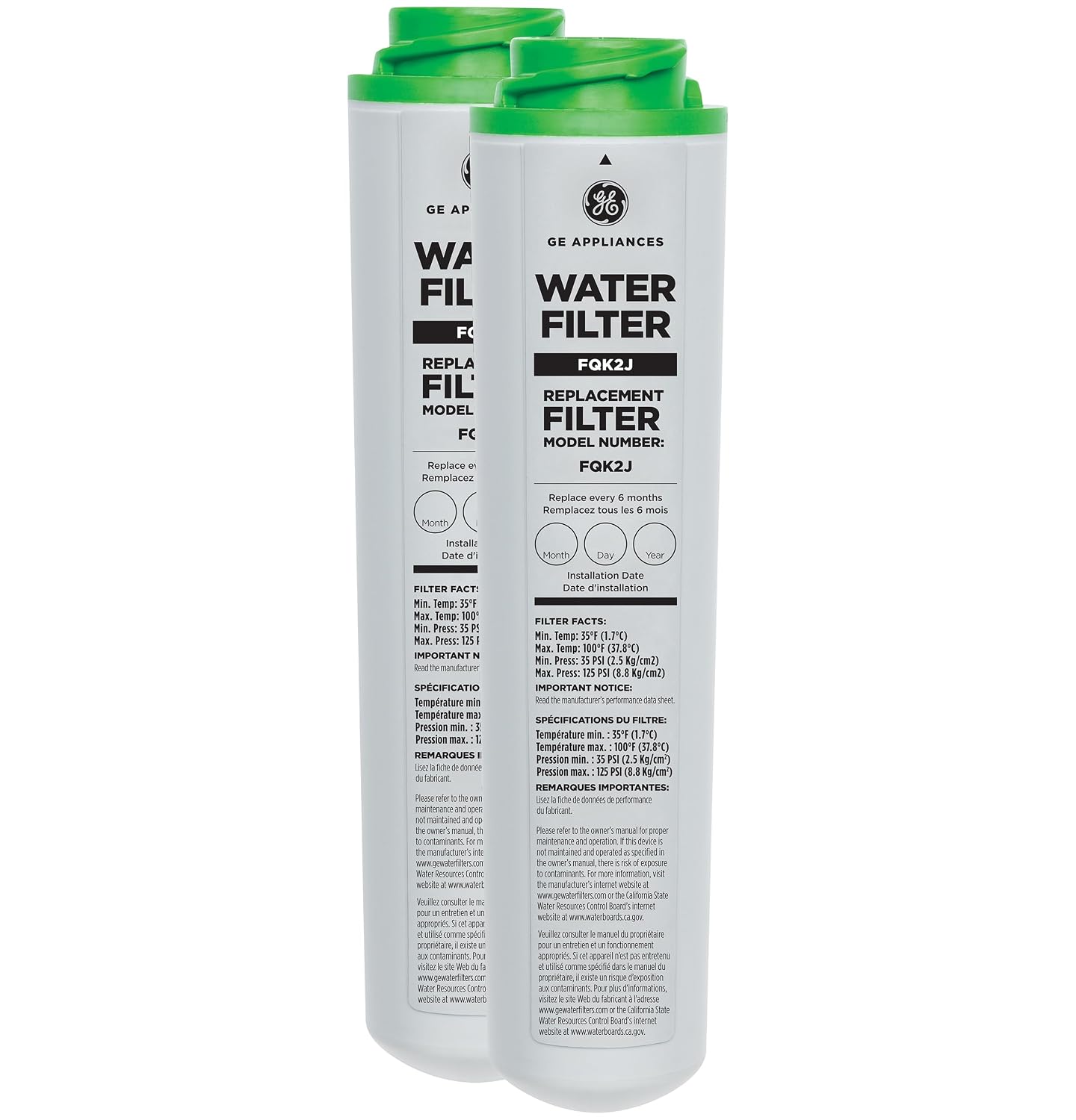 GE FQK2J Under Sink Water Filter Replacement 2-Pack